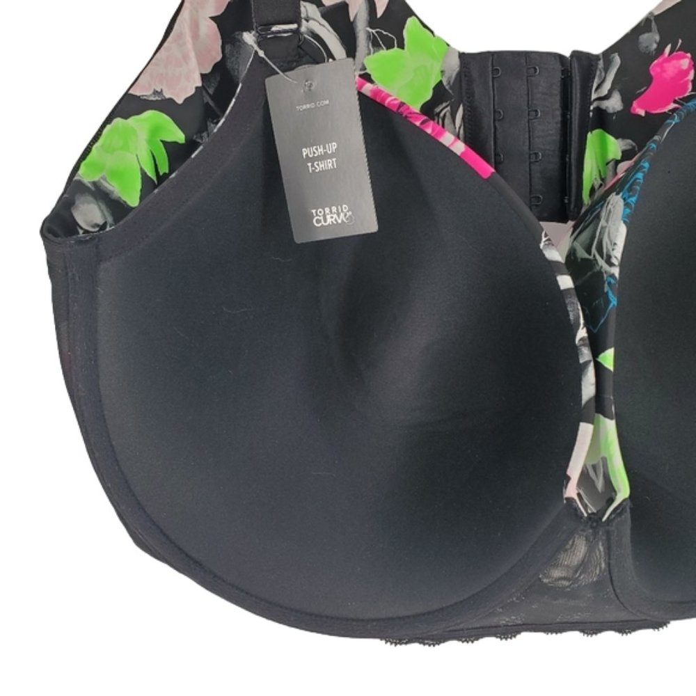 torrid Curve T-Shirt Push-Up Floral Print 360° Back Smoothing Bra Plus Curvy 44F - Picture 13 of 15